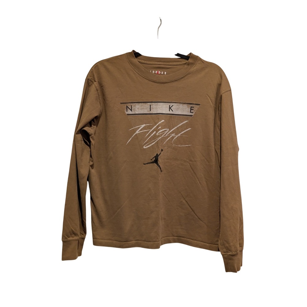 Nike Jordan Flight Long Sleeve T-Shirt Womens Size M Tan Jumpman 0309 - Picture 2 of 5